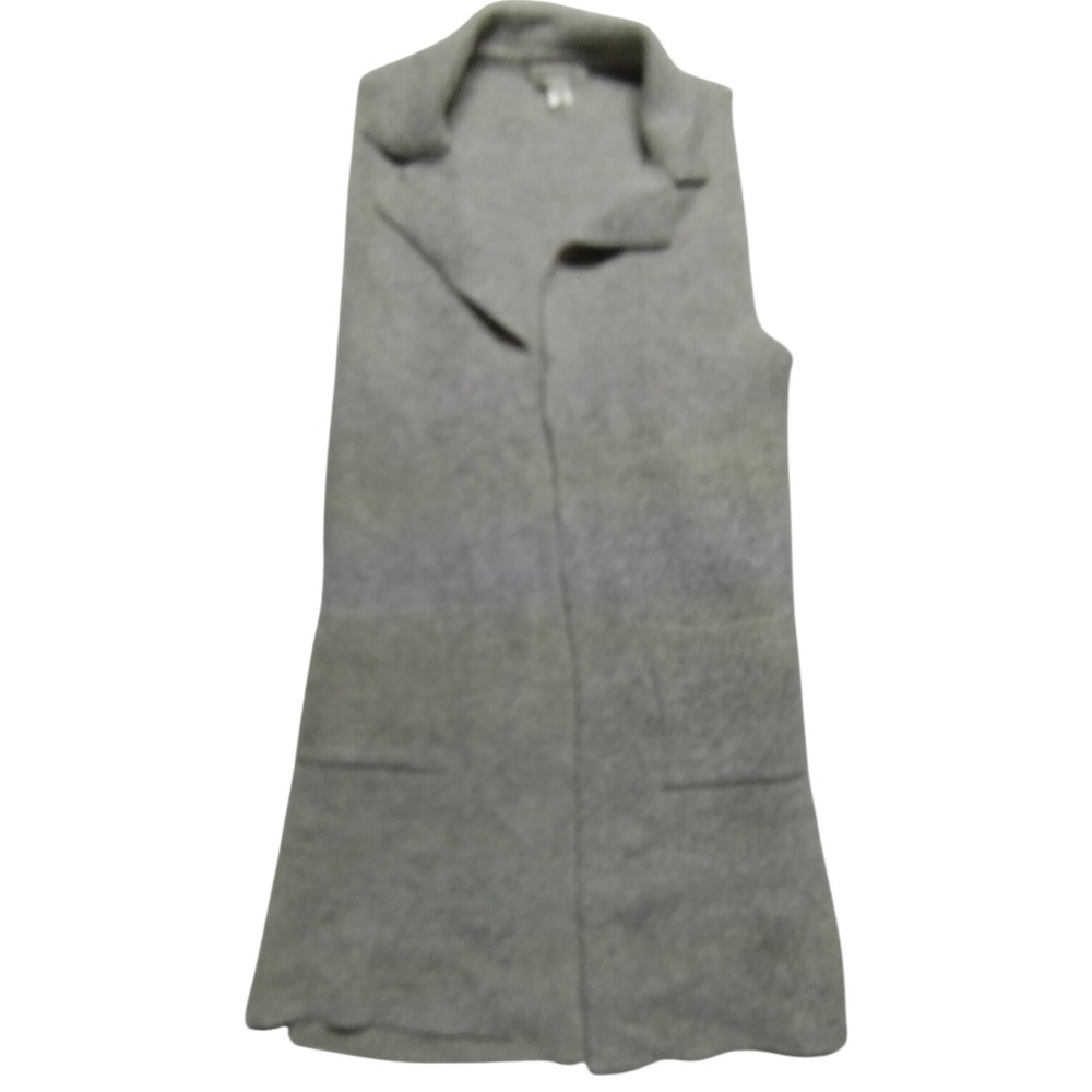 Monteau Knit Vest Sleeveless Duster Pockets Gray Cardigan Small